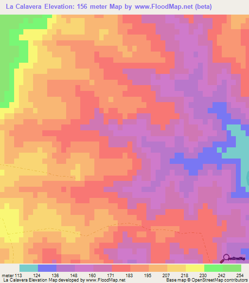 La Calavera,Uruguay Elevation Map