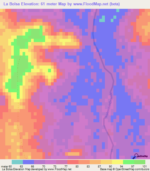 La Bolsa,Uruguay Elevation Map