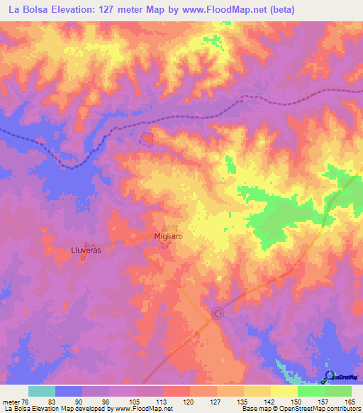 La Bolsa,Uruguay Elevation Map