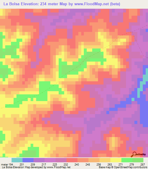 La Bolsa,Uruguay Elevation Map