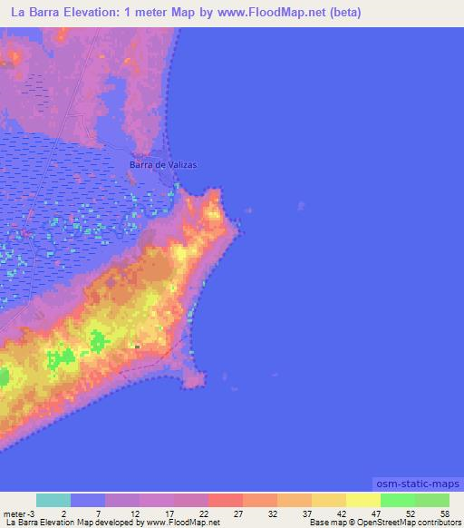 La Barra,Uruguay Elevation Map
