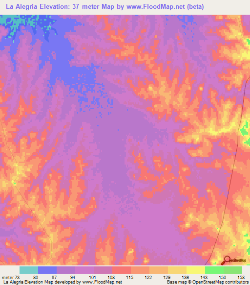La Alegria,Uruguay Elevation Map