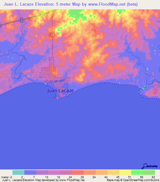 Juan L. Lacaze,Uruguay Elevation Map