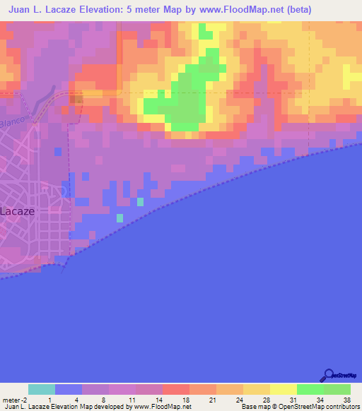 Juan L. Lacaze,Uruguay Elevation Map