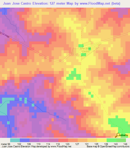 Juan Jose Castro,Uruguay Elevation Map