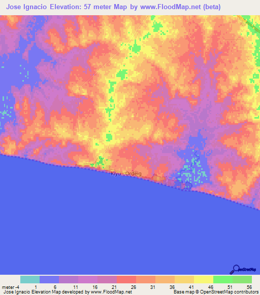 Jose Ignacio,Uruguay Elevation Map