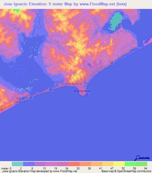 Jose Ignacio,Uruguay Elevation Map