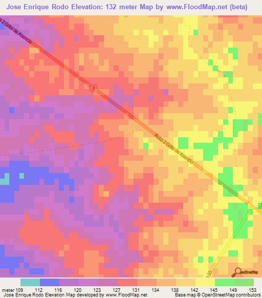 Jose Enrique Rodo,Uruguay Elevation Map