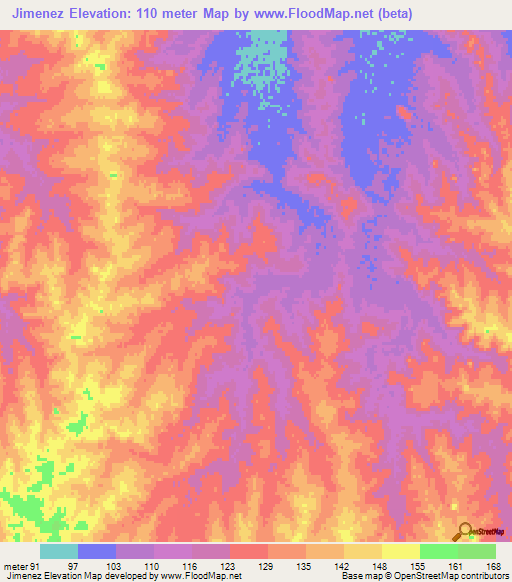 Jimenez,Uruguay Elevation Map