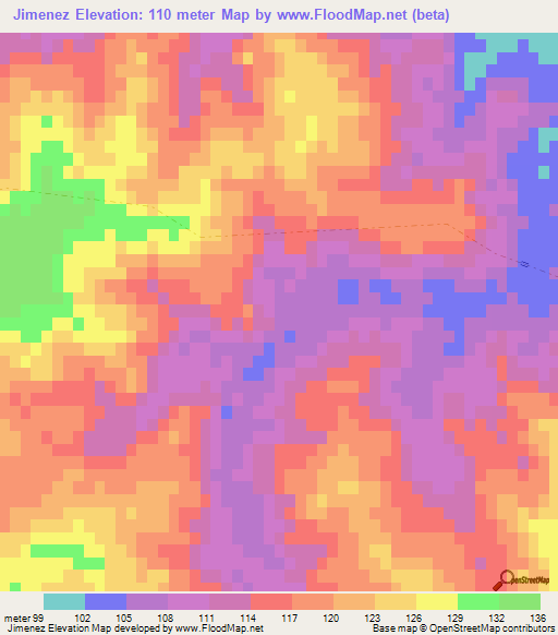Jimenez,Uruguay Elevation Map