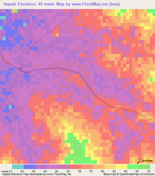 Itapebi,Uruguay Elevation Map