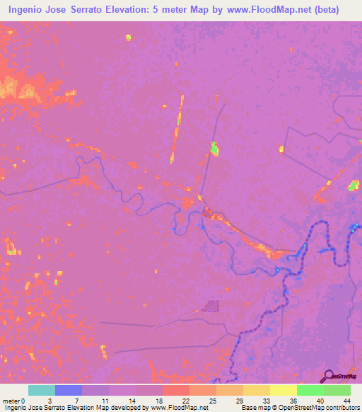 Ingenio Jose Serrato,Uruguay Elevation Map