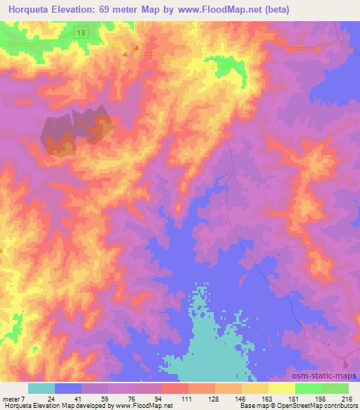 Horqueta,Uruguay Elevation Map