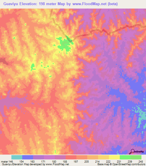 Guaviyu,Uruguay Elevation Map