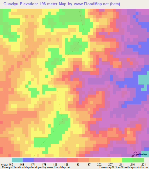 Guaviyu,Uruguay Elevation Map