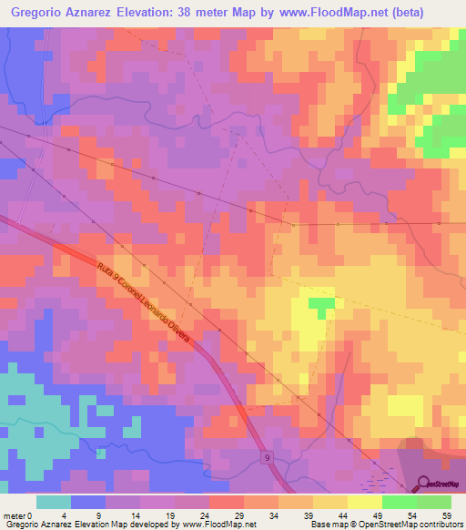 Gregorio Aznarez,Uruguay Elevation Map