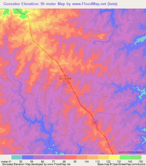 Gonzalez,Uruguay Elevation Map