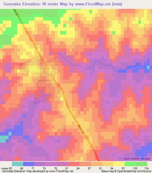 Gonzalez,Uruguay Elevation Map