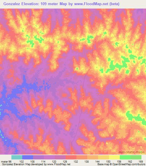 Gonzalez,Uruguay Elevation Map