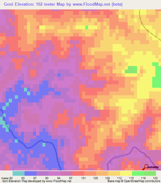 Goni,Uruguay Elevation Map