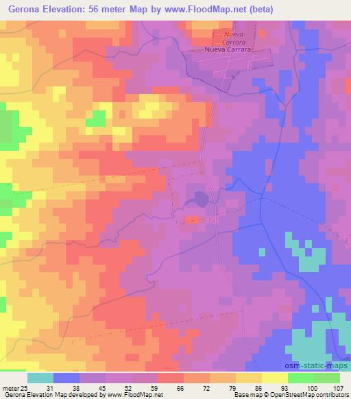 Gerona,Uruguay Elevation Map