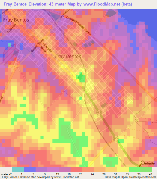 Fray Bentos,Uruguay Elevation Map
