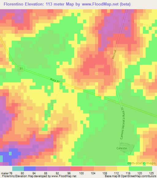 Florentino,Uruguay Elevation Map