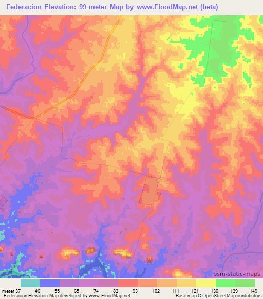 Federacion,Uruguay Elevation Map