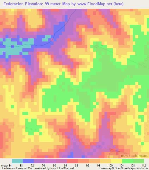 Federacion,Uruguay Elevation Map