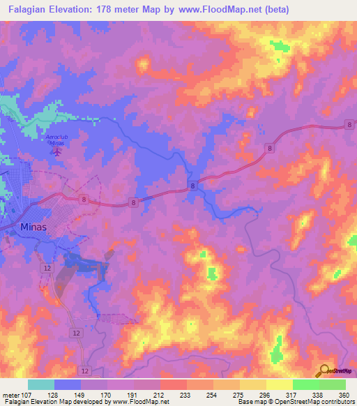 Falagian,Uruguay Elevation Map