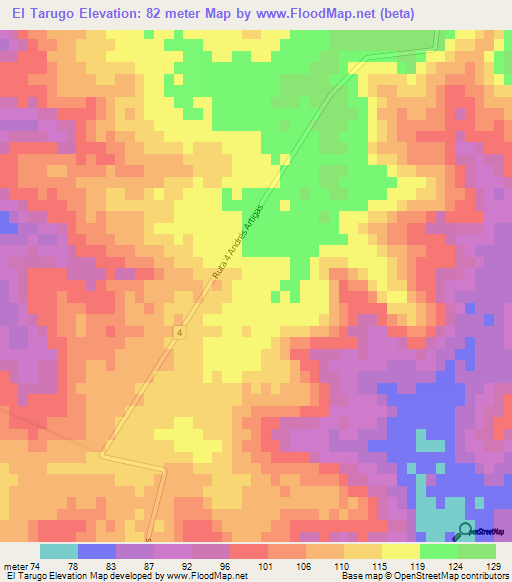 El Tarugo,Uruguay Elevation Map