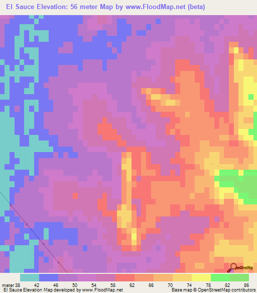 El Sauce,Uruguay Elevation Map