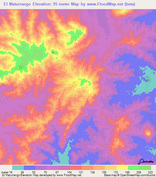 El Maturrango,Uruguay Elevation Map