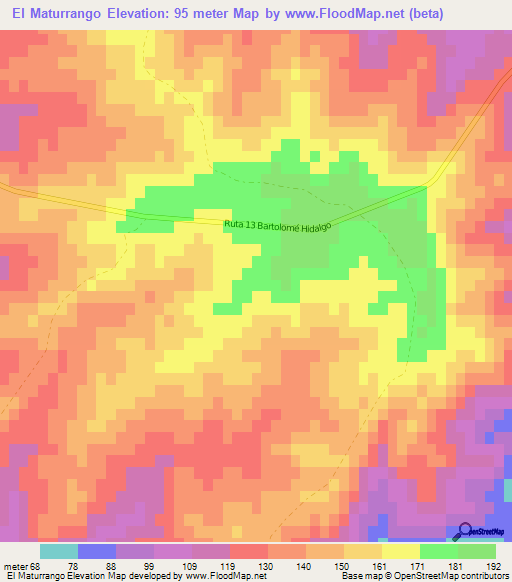 El Maturrango,Uruguay Elevation Map