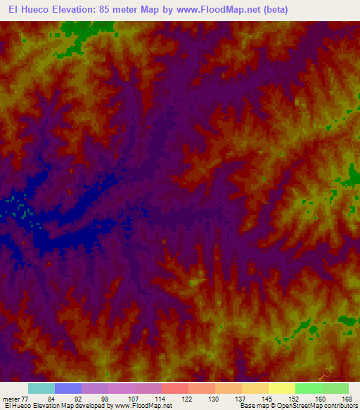 El Hueco,Uruguay Elevation Map