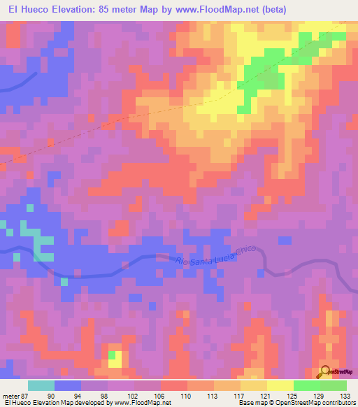 El Hueco,Uruguay Elevation Map