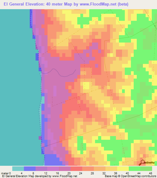 El General,Uruguay Elevation Map