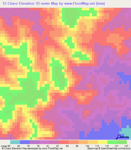 El Chaco,Uruguay Elevation Map