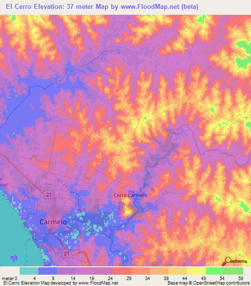 El Cerro,Uruguay Elevation Map