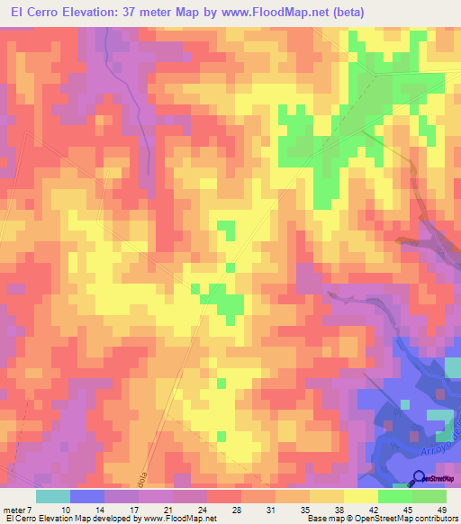 El Cerro,Uruguay Elevation Map