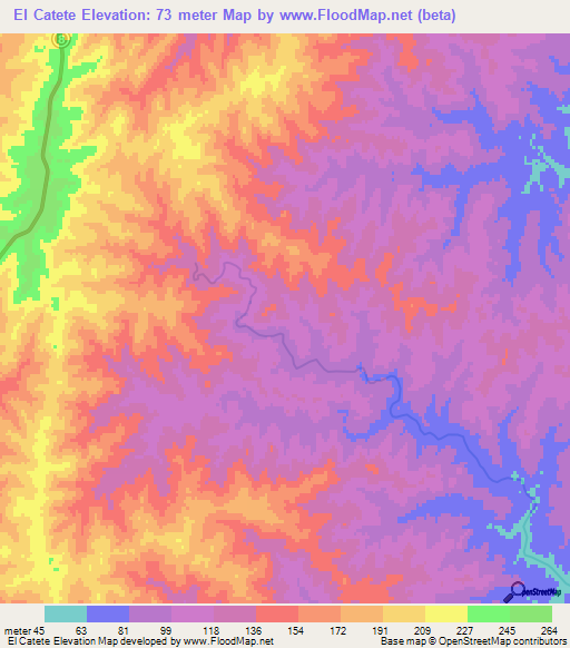 El Catete,Uruguay Elevation Map