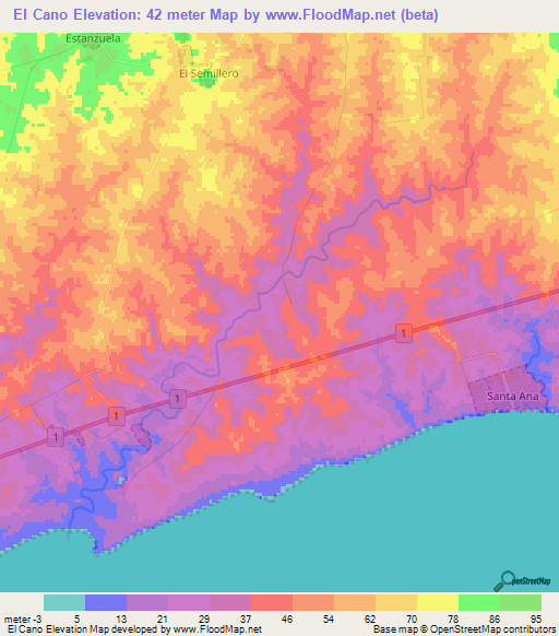 El Cano,Uruguay Elevation Map