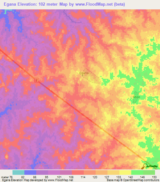 Egana,Uruguay Elevation Map