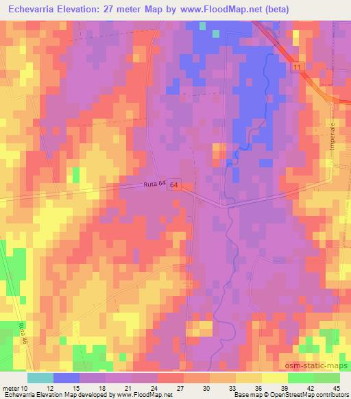 Echevarria,Uruguay Elevation Map