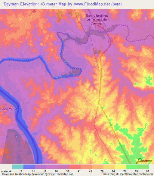 Dayman,Uruguay Elevation Map