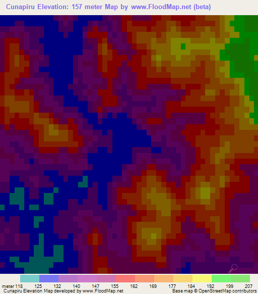 Cunapiru,Uruguay Elevation Map