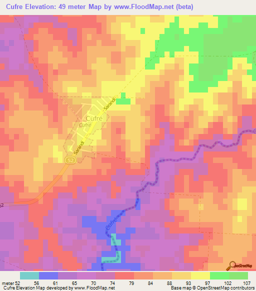 Cufre,Uruguay Elevation Map