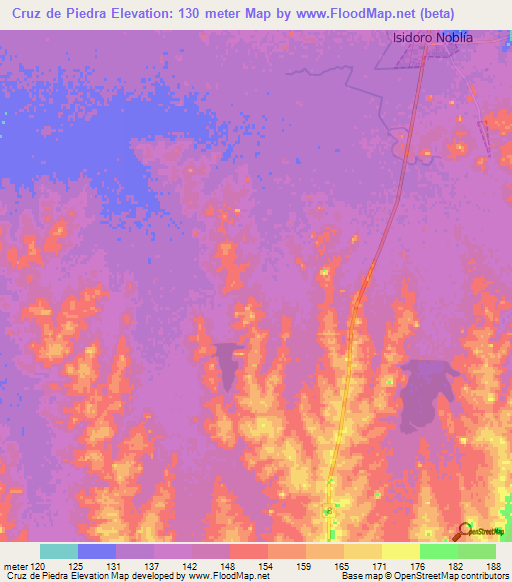 Cruz de Piedra,Uruguay Elevation Map