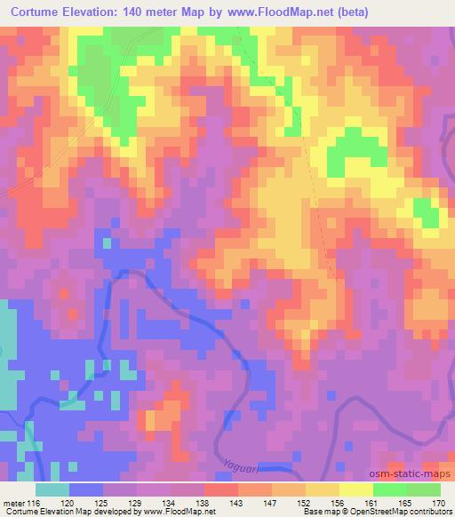 Cortume,Uruguay Elevation Map
