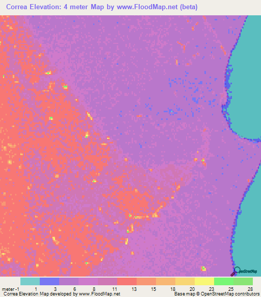 Correa,Uruguay Elevation Map